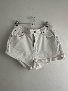 BDG White High-Rise Rolled Hem Denim Shorts